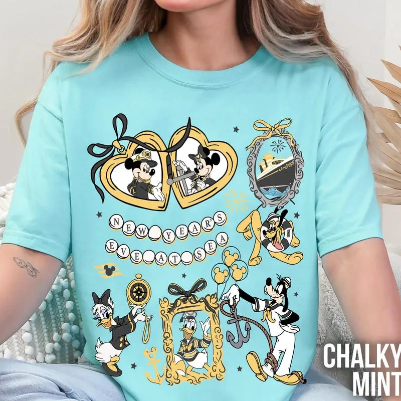 Product Funny Mickey And Friends Captain New Year Eve T-shirt Hoodie Sweater At Sea Cruise Line 2026 Happy Family Trip