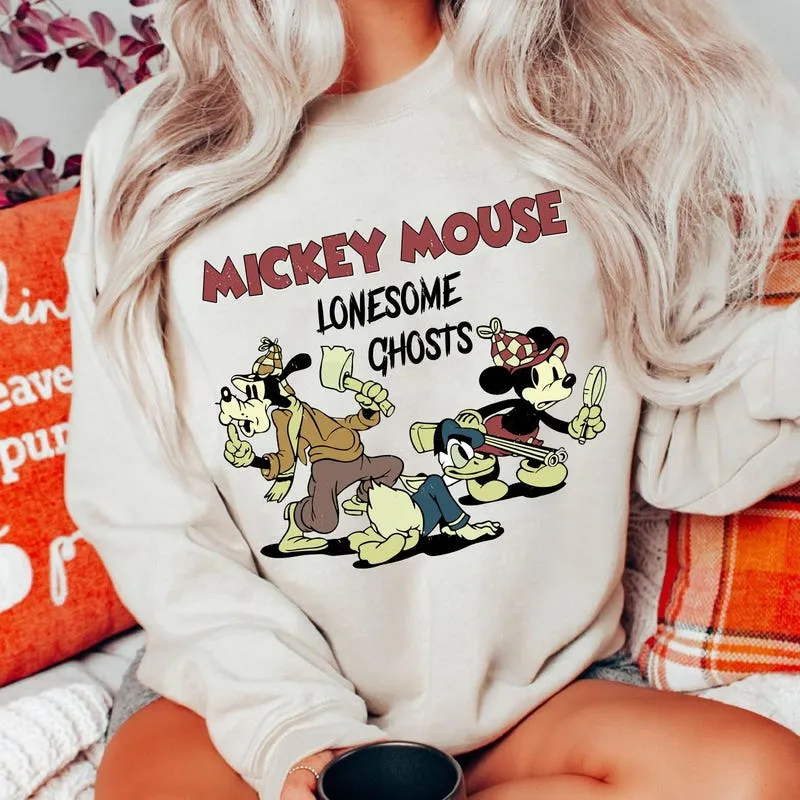 Product Halloween Mickey And Friends Lonesome Ghosts T-shirt Hoodie Sweater The Haunted Mansion Spooky Season Disneyland Party