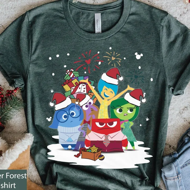 Product Inside Out Characters Christmas Joy Sadness T-shirt Hoodie Sweater Fear Friends Disneyland Holiday Family Trip