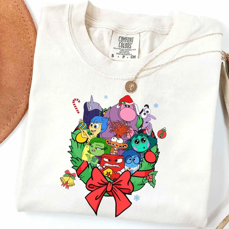 Product Inside Out Christmas Wreath Anger Joy Sadness T-shirt Hoodie Sweater Anxiety Mickey Very Merry Party Disneyland Trip Xmas