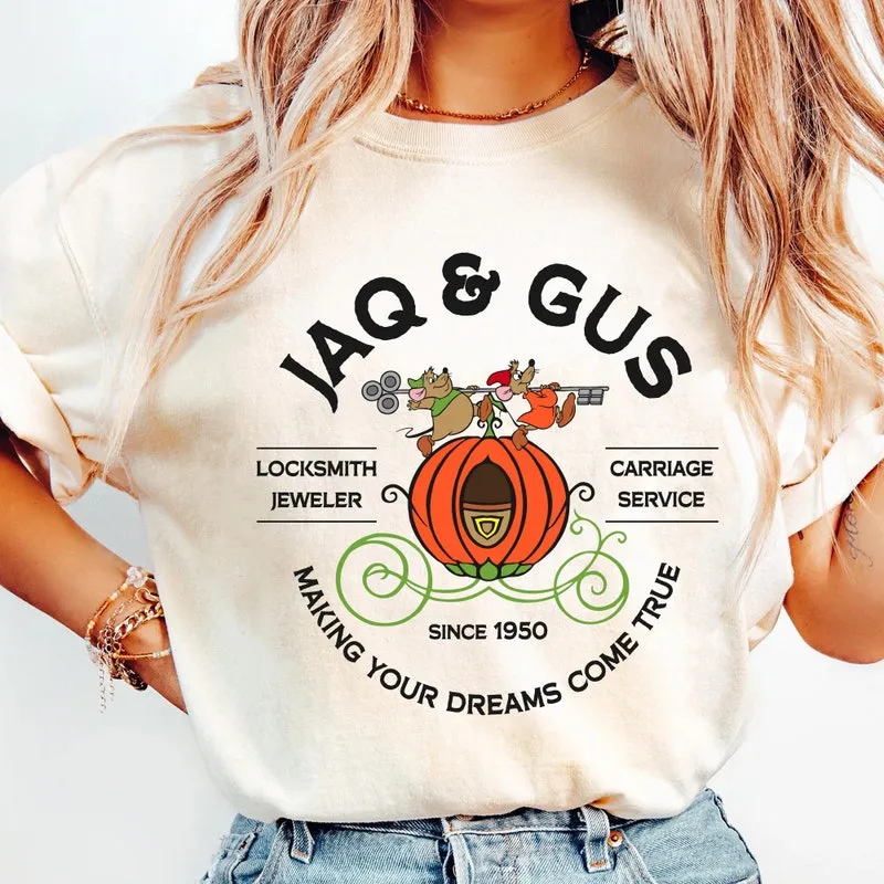 Product Jaq Gus Mouse Locksmith Jeweler Carriage T-shirt Hoodie Sweater Service Cinderella Pumpkin Friends Disneyland Trip