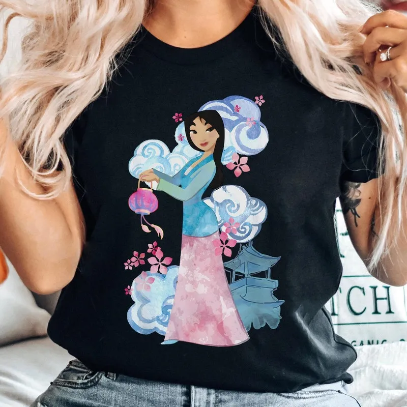 Product Mulan Princess Watercolor Vintage T-shirt Hoodie Sweater Disneyland Girls Trip Magic Kingdom