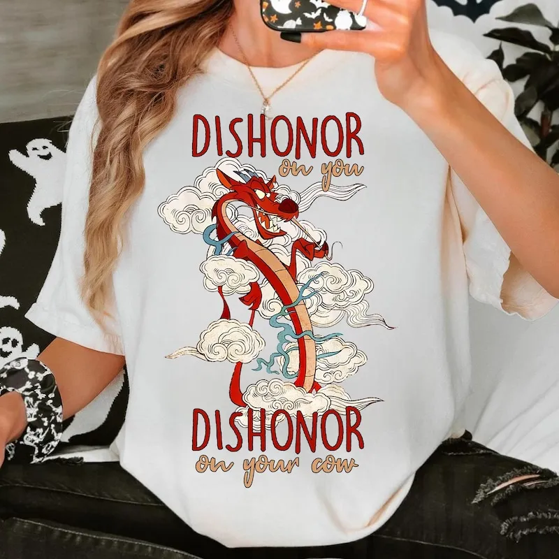Product Mushu Dragon Dishonor On Your Cow Mulan T-shirt Hoodie Sweater Movie Magic Kingdom Disneyworld Disneyland Family Trip Outfits