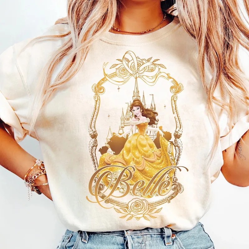 Product Princess Belle Coquette Bow Beauty And T-shirt Hoodie Sweater The Beast Castle Disneyland Girl Trip Birthday Gift Magic Kingdom