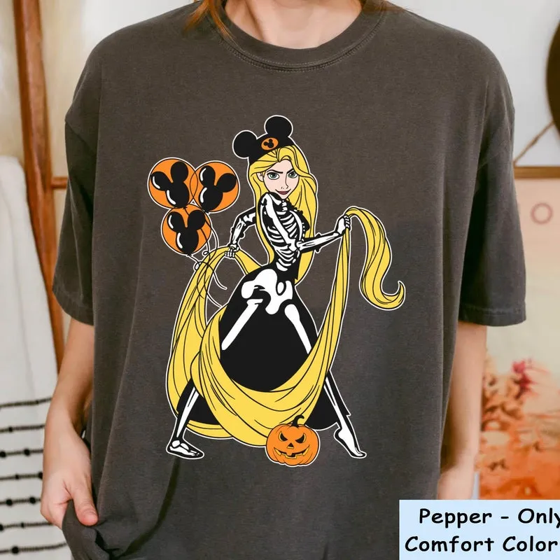Product Rapunzel Princess Skeleton Costume Tangled T-shirt Hoodie Sweater Halloween Girl Disneyland Party Trick Or Treat