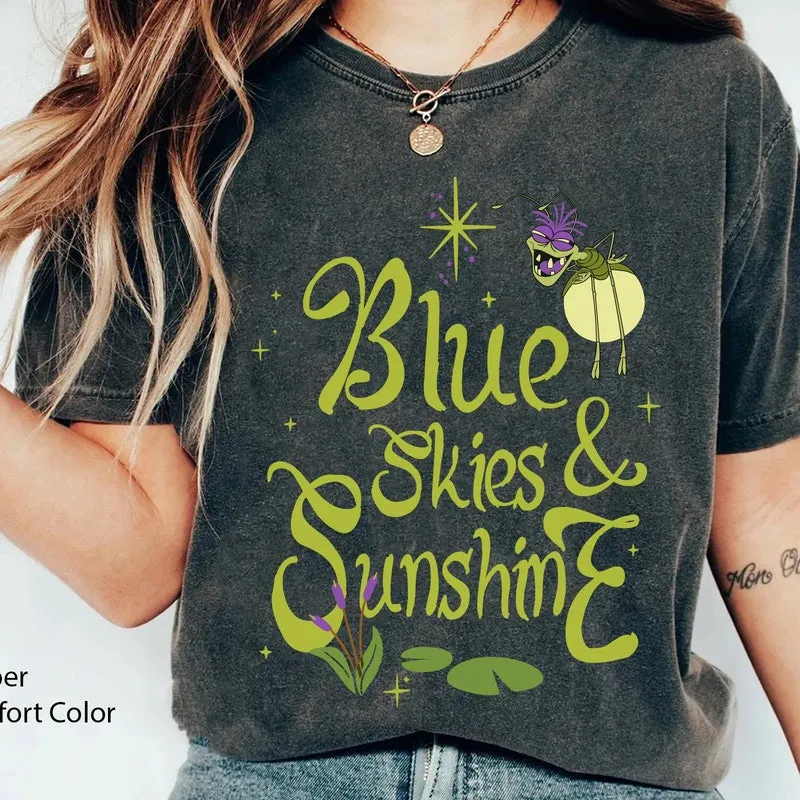 Product Ray Evangeline Blue Skies Sunshine T-shirt Hoodie Sweater Princess And The Frog Disneyland Family Trip Walt World