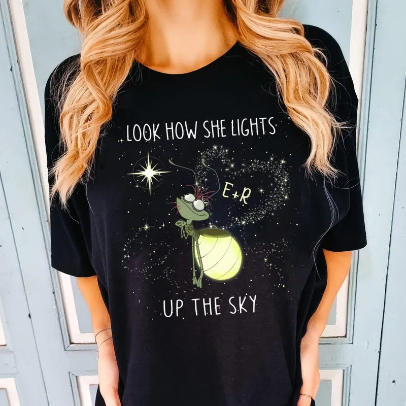 Product Ray Firefly Evangeline Look How She Lights Up T-shirt Hoodie Sweater The Sky Princess And Frog Disneyland Family Trip