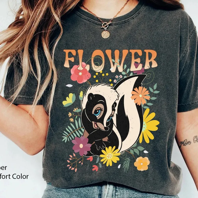 Product Retro 70s Bambi Floral Vintage Deer T-shirt Hoodie Sweater Flower Graphic Disneyland Trip Outfit Magic Kingdom Birthday Gift