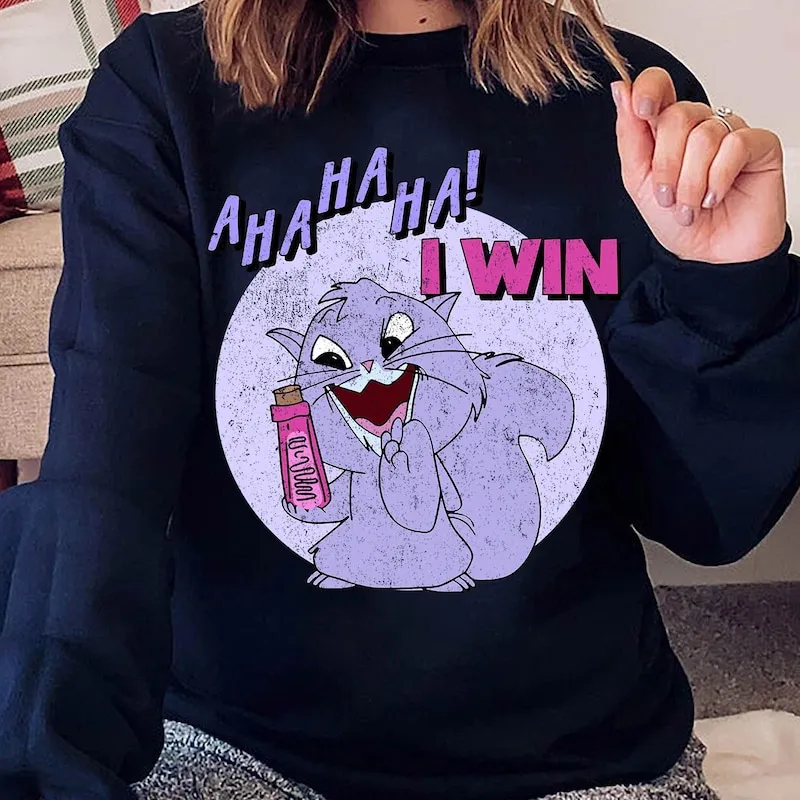 Product Retro 90s Yzma Cat Ahaha I Win The T-shirt Hoodie Sweater Emperor New Groove Villains Disneyland Family Animal Kingdom