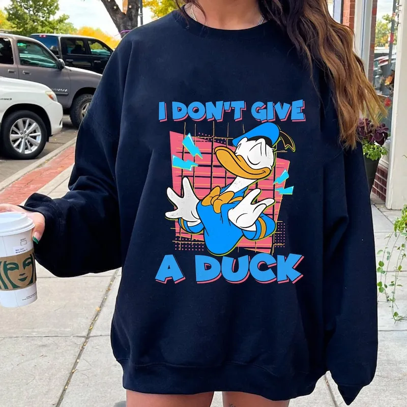 Product Retro 90s Donald Duck I Dont Give A T-shirt Hoodie Sweater Disneyland Family Trip Magic Kingdom Park
