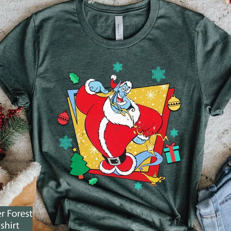Product Retro 90s Genie Aladdin Christmas Vintage Lamp T-shirt Hoodie Sweater Holiday Merry Party Disneyland Family Trip