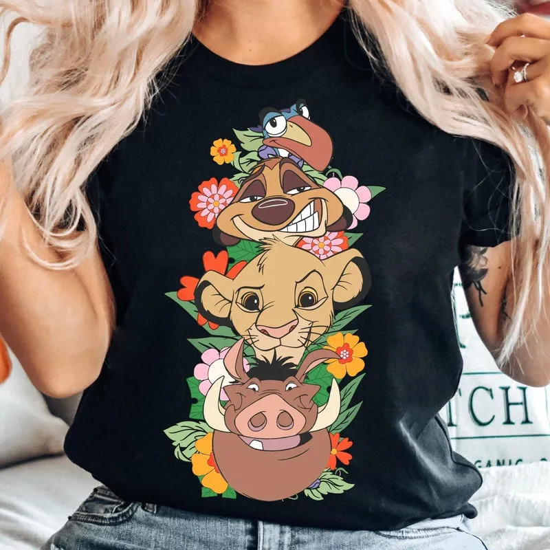 Product Retro Cute Simba Timon Pumbaa Flora The T-shirt Hoodie Sweater Lion King Animal Kingdom Disneyland Friends Trip Birthday Gift