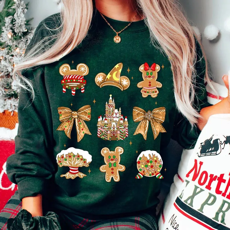 Product Retro Christmas Gingerbread Mickey T-shirt Hoodie Sweater Minnie Epcot Hollywood Tower Very Merry Disneyland Trip