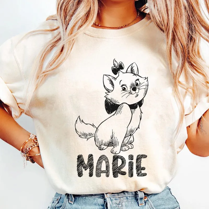 Product Retro The Aristocats Sketch Art Marie T-shirt Hoodie Sweater Cat Cute Cats Disneyland Family Trip 2025